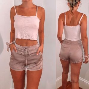 Satin Lace-Up Shorts